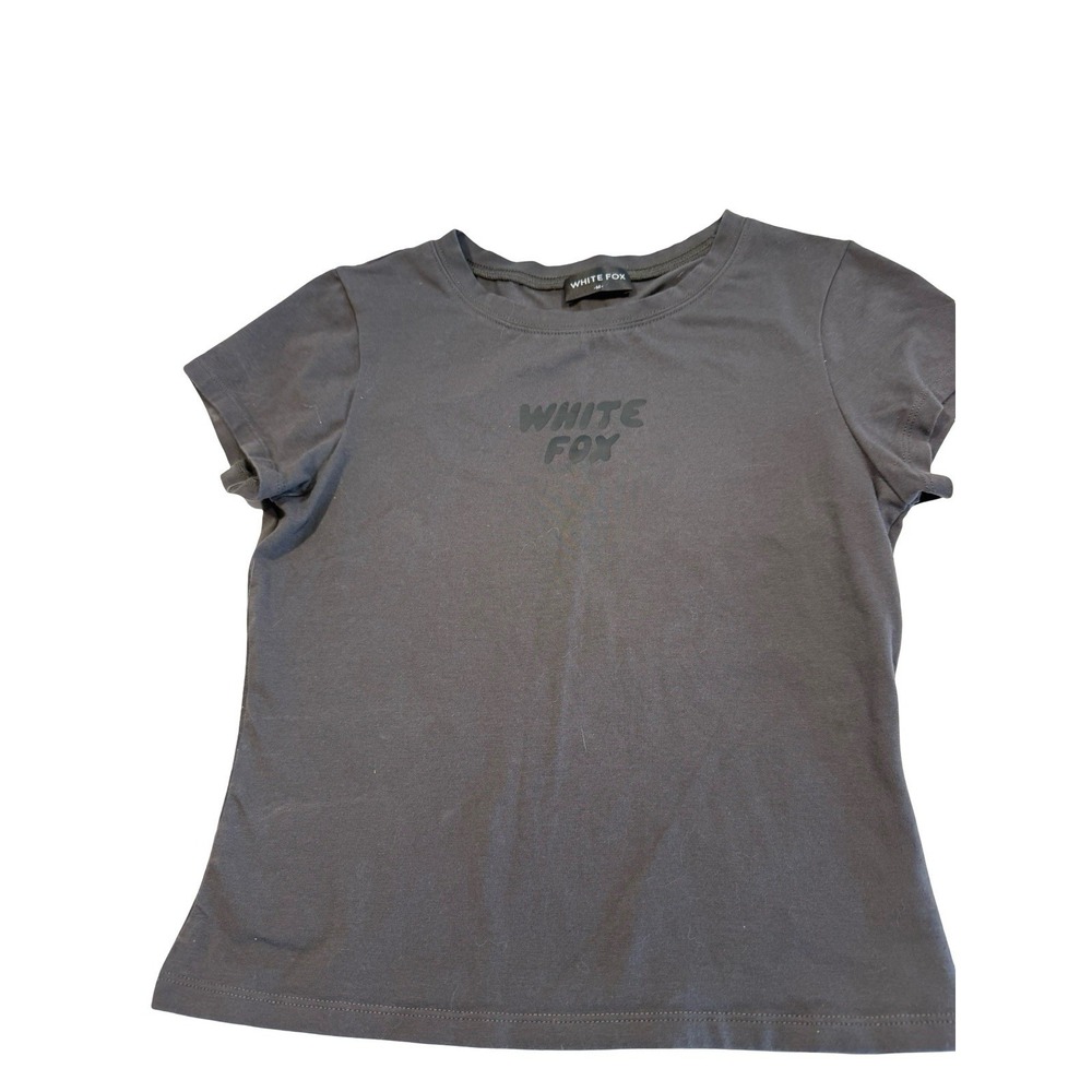 White Fox Break the Records Baby Tee size medium charcoal gray